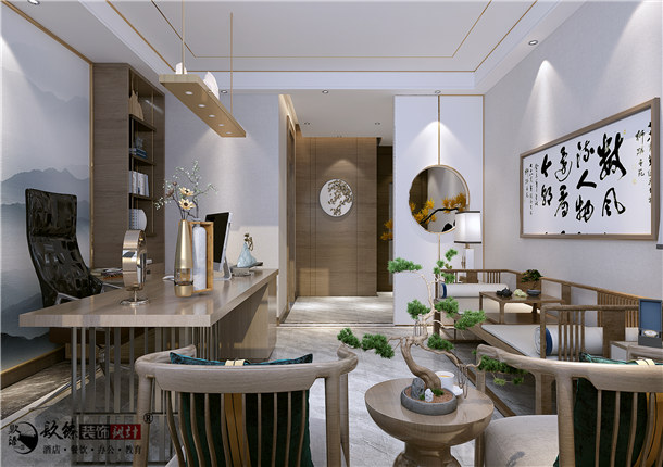 銀川能源辦公室裝修設計|大量復古藝術的糅入在清韻深沉氛圍之中_PY